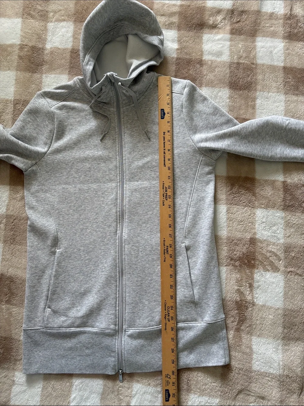 All In Motion Long Length Light Gray Hooded Zip-Up Sweatshirt EUC M